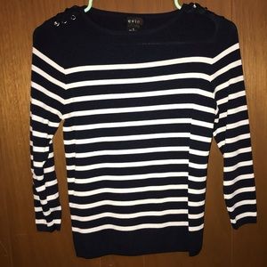 Evie Navy & White Striped Top